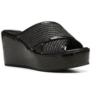 Donald J. Pliner Black Woven Wedges